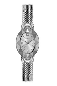 Relógio Seculus Feminino Clássico Prata Caixa Oval 23mm 44275L0SVNA2 Original