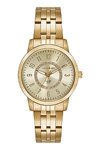 Relógio Seculus Feminino Long Life Dourado Números Completos 35mm 44289LPSVDA1