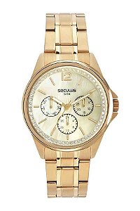Relógio Seculus Feminino Dourado Fundo Madrepérola 40mm 44144LPSVDS1