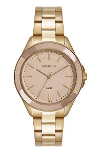 Relógio Seculus Feminino Dourado 77346LPSVDS1 Cerâmica 40mm