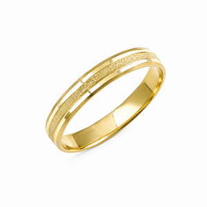 Aliança Reta Borda Chanfrada 4mm Ouro 18K