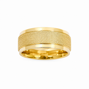 Aliança Reta Polida Diamantada 7mm Ouro 18K