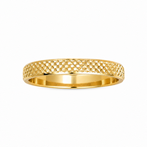 Aliança Reta Granulada com Borda Chanfrada 3mm Ouro 18K
