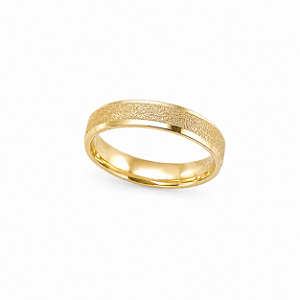 Aliança Reta Diamantada Semi Anatômica Borda Chanfrada 3mm Ouro 18K