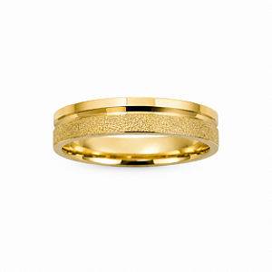 Aliança Reta com Friso Polida Diamantada 4mm Ouro 18K