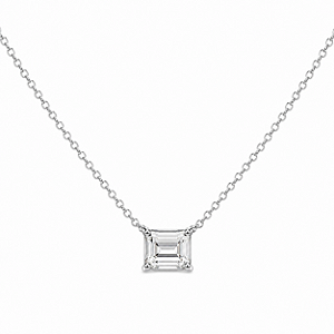 Colar Retangular 6x8mm Moissanite Prata 925 com Ródio