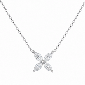Colar Trevo 2,5x3mm Moissanite Prata 925 com Ródio