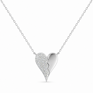 Colar Coração Cravejado Moissanite Prata 925 com Ródio