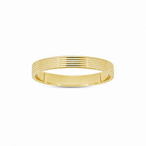 Aliança Reta com Friso Polida 3mm Ouro 18k