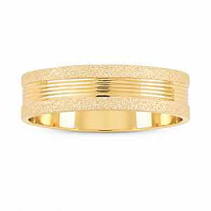 Aliança Reta com Friso Polida Borda Diamantada 6mm Ouro 18k.