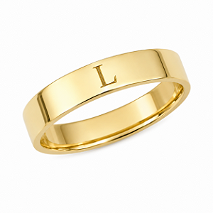 Aliança Reta Polida com Gravação Externa 4mm Ouro 18k.
