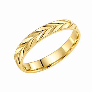 Aliança Reta Gravação Diamantada com Arabesco 4mm Ouro 18k.