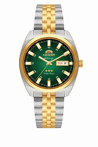 Relógio Orient Masculino Automático Heritage Bicolor Safira Verde YN6TT005 E1SK Original