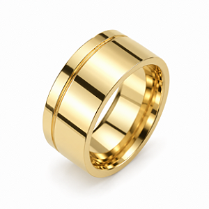 Aliança Reta com Friso Semi Anatômica 6,0mm Ouro 18K