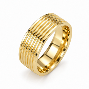Aliança Reta com Friso Polida 7mm Ouro 18K