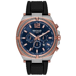 Relógio Seculus Masculino 44252GPSVGU3 Azul Silicone 48mm