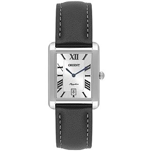 Relógio Orient Feminino Retangular Pulseira de Couro Algarismos Romanos 23mm LBSC1009B3PX