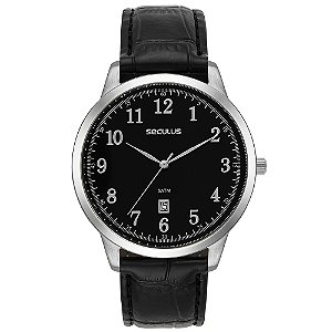 Relógio Seculus Masculino Prata Couro 44302G0SVNC1 42mm