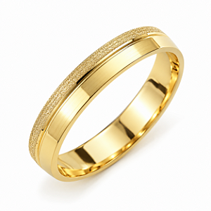 Aliança Reta com Friso Textura 3mm Ouro 18K