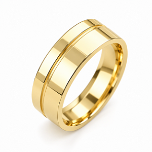 Aliança Reta Anatômica Com Friso Lateral 6,0mm Ouro 18K