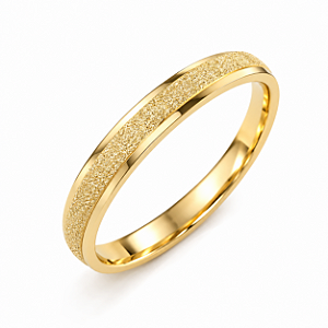 Aliança Reta Borda Chanfrada Texturizada 2,0mm Ouro 18K