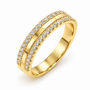 Aliança Reta Anatômica Filetes de Diamantes 5,0mm Ouro 18K