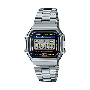 Relógio Casio Vintage Prata Digital Clássico Unissex A168WA-1WDF-SC Original