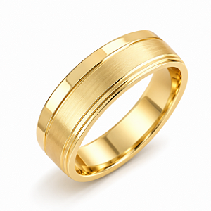 Aliança Reta com Friso Acetinada Semi Anatômica 7,0mm Ouro 18K