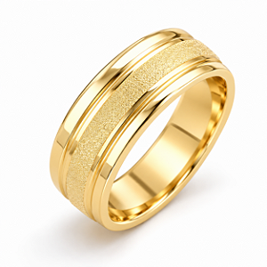 Aliança Reta com Friso Texturizada 6,0mm Ouro 18K
