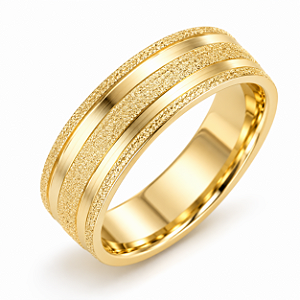 Aliança Reta com Frisos Texturizados 5,0mm Ouro 18K