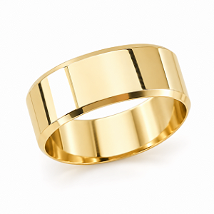 Aliança Reta Polida Borda Chanfrada 6,0mm Ouro 18K