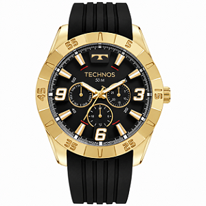 Relógio Technos Masculino Racer Dourado Silicone 6P29ALU2P