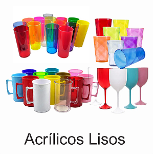 Acrilicos - copos - taças - baldes  (lisos)  Unidades  cod 7498