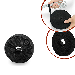 Rolo Organizador De Fios 1,5 Cm X 05 Metros - Preto
