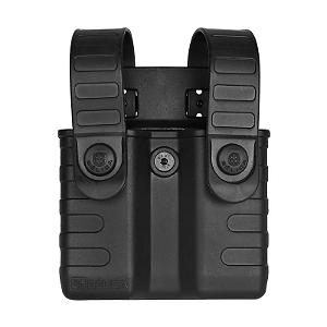 Porta Carregador Duplo Tab Lock Bélica - Cintura/Passador Fixo - Preto