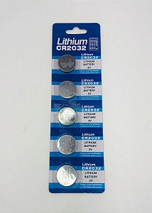 Bateria de Lithium 3V- Formato Botão CR2032- 5 unidades
