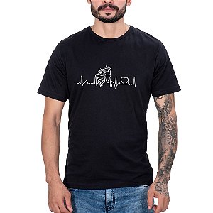 Camiseta Masculina Country Preta Coração Cavalo manga curta