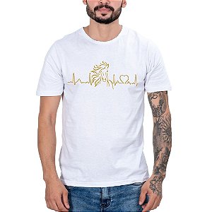 Camiseta Masculina Country Coração Cavalo Manga curta branca