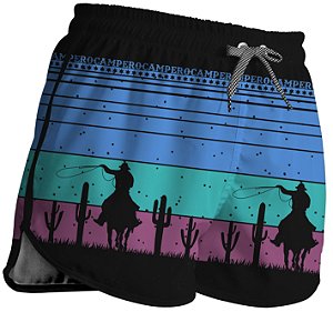 Short Feminino Country Moda Praia Campero Tie-dye Azul/Verde