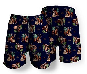 Short Masculino Country Bermuda Moda Praia Azul Montaria Cavalos Campero