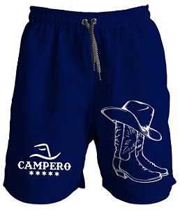 Short Masculino Rodeio Country Estampa Texana Moda Praia Campero Azul
