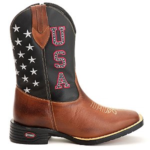 Bota Texana Country Masculina Couro Bordada Estados Unidos Ref851