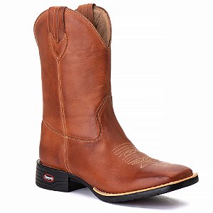 Bota Texana Rodeio Montaria Couro Bico Quadrado Masculina Ref863