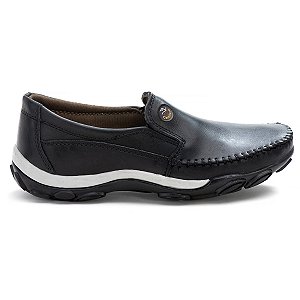 Sapatilha Mocassim Slip Verão Campero Masculino Couro Ref350 Latego Preto