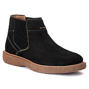 Bota Chelsea Masculina Em Couro Nobuk Café Botina Social Bico redondo Ref 1188