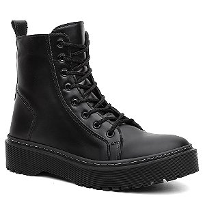 Bota Coturno Feminino Tratorado Plataforma Confort Ref 784 Preto
