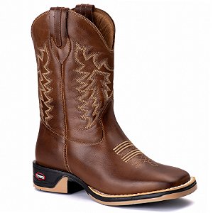 Bota Texana Rodeio Country Couro Bico Quadrado Masculina Ref 857