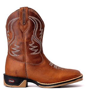 Bota Texana Rodeio Country Couro Bico Quadrado Masculina 0859