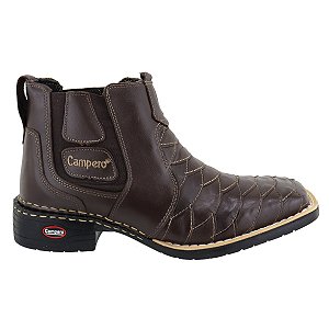 Bota Masculina em Couro Campero Cano Curto Café Ref186