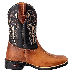 Bota Texana Country Rodeio Em Couro Fóssil Cor Mostarda ref 223